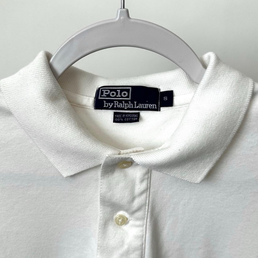 Vintage POLO RALPH LAUREN White Short Sleeve Shirt Size-Men’s Small - Picture 2 of 8